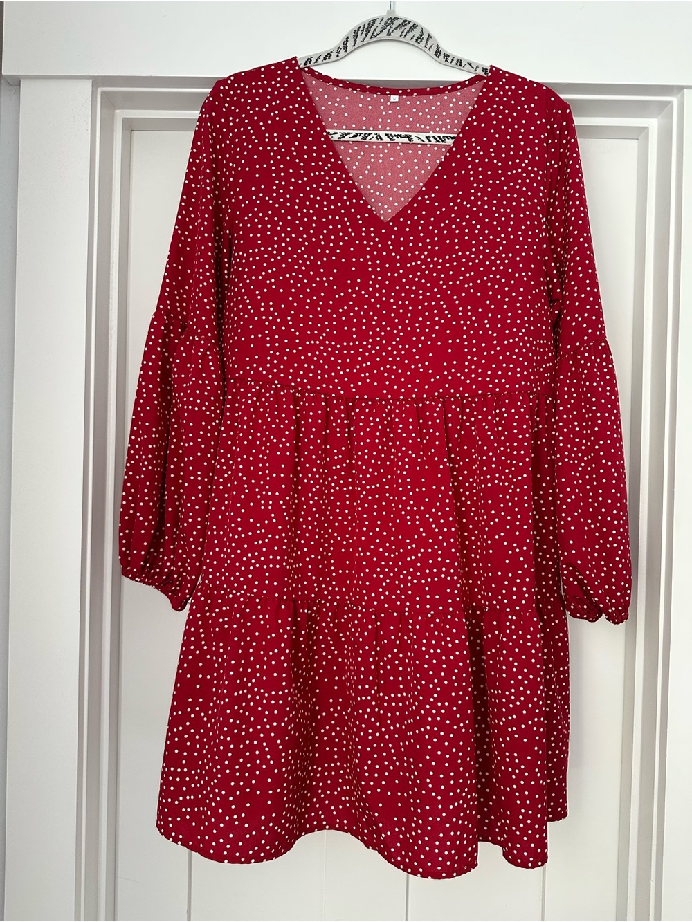Red Polka Dot V-Neck Women’s Dress